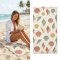 Microfiber beach towel quick dry seashell print summer vacation swim yoga sports towel - 40*60cm / Retro Shell and Conch Style (18)