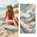 Microfiber beach towel, quick-dry abstract wave printed bath towel for swimming and yoga. - 40*60cm / Abstract Streamline Wave
