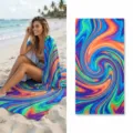 Colorful swirl beach towel quick dry microfiber printed bath towel for summer beach travel. - 40*60cm / Colorful Swirl