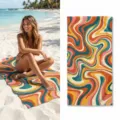 Retro wavy print microfiber beach towel, quick dry bath towel for swimming and yoga. - 40*60cm / Vintage Ripple
