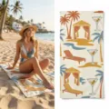 Retro tropical print beach towel, quick dry microfiber bath towel for summer holiday beach travel. - 40*60cm / Retro Holiday Print (26)