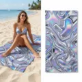 Microfiber beach towel with holographic liquid metal abstract print, quick-dry swim yoga bath towel. - 40*60cm / Abstract Liquid Metal (27)