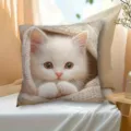 Schuener weisser Katzen Kissenbezug weicher Stoff Sofakissenhuelle fuer Heimdekoration. - Stil 23