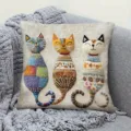 Bestickter Katzen Kissenbezug, süßer dekorativer Kissenbezug für Sofa Heimdekoration - Stil 26
