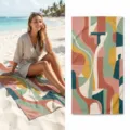 Microfiber abstract geometric print beach towel, quick-drying summer bath towel for swimming yoga. - 40*60cm / Abstract Geometric Lines (34)