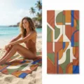 Geometric print microfiber beach towel, quick dry abstract bath towel for swim yoga outdoor. - 40*60cm / Modern Geometric Patchwork (35)