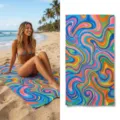 Colorful psychedelic swirl beach towel, quick-dry microfiber swim bath yoga towel for summer. - 40*60cm / Style 38 (Retro Fluid Waves)