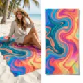 Microfiber beach towel with colorful swirl print, quick-drying swim and yoga towel. - 40*60cm / Style 39 (Colorful Fluid Marble)