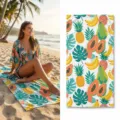 Quick-dry microfiber beach towel featuring vibrant tropical fruit print for pool and beach. - Tropical Plants & Fruit(49) / 40*60cm