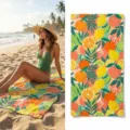 Microfiber beach towel with vibrant citrus fruit print, quick-drying for swimming and yoga. - Citrus Print(50) / 40*60cm