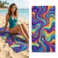 Colorful abstract wave print microfiber beach towel, quick dry bath towel for swimming yoga. - 40*60cm / Colorful Wave Fluid (Style 51)