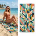 Geometric print microfiber quick dry beach towel for swimming and yoga sports active - 40*60cm / Modern Geometric Patchwork (Style 55)