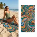 Retro swirl print microfiber beach towel, quick dry bath towel for swimming and yoga sports. - 40*60cm / Retro Colorful Swirl (57)