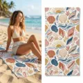 Microfiber beach towel with boho seashell and sun pattern, quick drying bath towel for swim travel. - 40*60cm / Summer Vacation Shell (59)