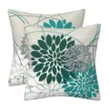 Set of two decorative throw pillow covers with modern geometric floral pattern for sofa. - 45x45cm (Without Core) / Style-4