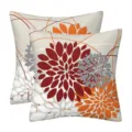 Decorative throw pillow cover set featuring modern geometric floral pattern in red and orange. - 45x45cm (Without Core) / Style-5