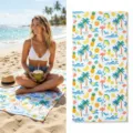 Tropical print quick dry beach towel for swimming and gym workout, lightweight and breathable. - 40*60cm / Flamingo Coconut Fruit Print (4)