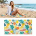 Quick-dry tropical beach towel, lightweight absorbent microfiber towel for swimming and gym. - 40*60cm / Tropical Fruit Palm Leaf Print (5)