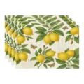 Summer lemon print fabric placemat vintage botanical linen table mat for dining room decor - 45x30cm Single / Style 4