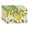 Summer lemon and bee pattern linen placemat set for dining table home decor kitchen use. - 45x30cm Single / Style 1