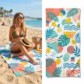Vibrant tropical beach towel with colorful lemon and botanical abstract pattern for summer travel. - 40*60cm / Yellow Tropical Lemon