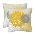 Decorative throw pillow cover with yellow grey floral geometric pattern for sofa couch outdoor. - 45x45cm (Without Core) / Style-41