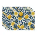Summer lemon linen placemat blue floral table mat variant style kitchen dining decor - 45x30cm Single / Style 3