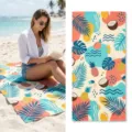 Fast-drying beach towel with tropical fruit pineapple coconut print for summer swim travel - 40*60cm / Cyan Tropical Fruit