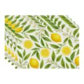 Watercolor lemon print fabric placemat linen table mat for kitchen dining room decor - 45x30cm Single / Style 7