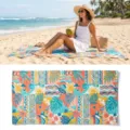 Quick dry microfiber beach towel with vibrant tropical leaf and geometric pattern for summer. - 40*60cm / Style 13