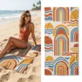 Retro geometric arch beach towel, absorbent quick-drying outdoor swim and yoga towel. - 18