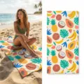 Tropical fruit print beach towel quick dry absorbent swimming towel for summer outdoor sports. - 19