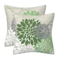 Decorative throw pillow cover variant in modern green floral design for living room sofa. - 45x45cm (Without Core) / Style-19