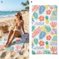 Quick-dry tropical beach towel with palm leaf and pineapple print for summer vacation and swimming. - 40*60cm / Style 15