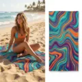Colorful abstract marbled beach towel quick dry lightweight outdoor travel bath towel swimming - 20