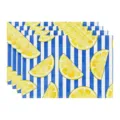 Summer lemon and blue stripe fabric placemat, elegant table mat for dining decor. - 45x30cm Single / Style 41