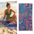 Colorful psychedelic swirl beach towel fast drying lightweight microfiber for travel pool yoga - 21