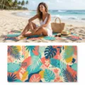Quick dry tropical leaf beach towel, colorful botanical print microfiber swim towel for summer. - 40*60cm / Style 17