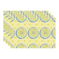 Summer lemon pattern fabric placemat set, yellow polka dot table mat for kitchen dining decor. - 45x30cm Single / Style 42