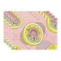 Summer lemon pink rose placemat fabric linen table mat kitchen dining decor tableware pad - 45x30cm Single / Style 44