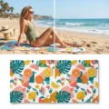Quick dry beach towel with tropical fruit and monstera leaf print for swim and sports. - 40*60cm / Style 19