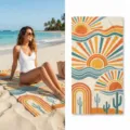 Retro Sun Cactus Print Beach Towel Quick Dry Absorbent Outdoor Swimming Yoga Towel - 24