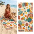 Quick dry microfiber beach towel for travel, swimming, yoga and outdoor vacation use. - 40*60cm / Tropical Plant & Fruit Print (21)