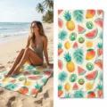 Quick dry absorbent beach towel for summer swimming and yoga, vibrant tropical fruit print. - 25