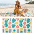 Tropical print beach towel microfiber lightweight quick dry swim towel for outdoor travel use - 40*60cm / Pineapple & Monstera Leaf Print (22)