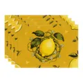 Vintage yellow lemon placemats fabric table mats for kitchen dining room decor non-slip - 45x30cm Single / Style 47