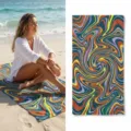 Quick-drying beach towel with retro swirl pattern, absorbent yoga and swim towel. - 27