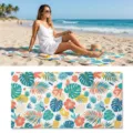 Quick-drying tropical print beach towel, lightweight absorbent microfiber swim towel for travel. - 40*60cm / Tropical Plant & Pineapple Print (24)