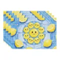 Summer lemon placemats blue tile table mat fabric dining decor set for kitchen home. - 45x30cm Single / Style 34