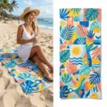 Colorful tropical plant geometric pattern quick-dry beach towel for swimming and vacation. - Style 26 / 40*60cm